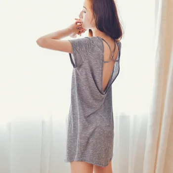 

Feier Summer Nightgown Women Sleep Dress Backless Sleepwear Loose Nightgown Clothes Nightgown Sleepwear Women Gown for Women