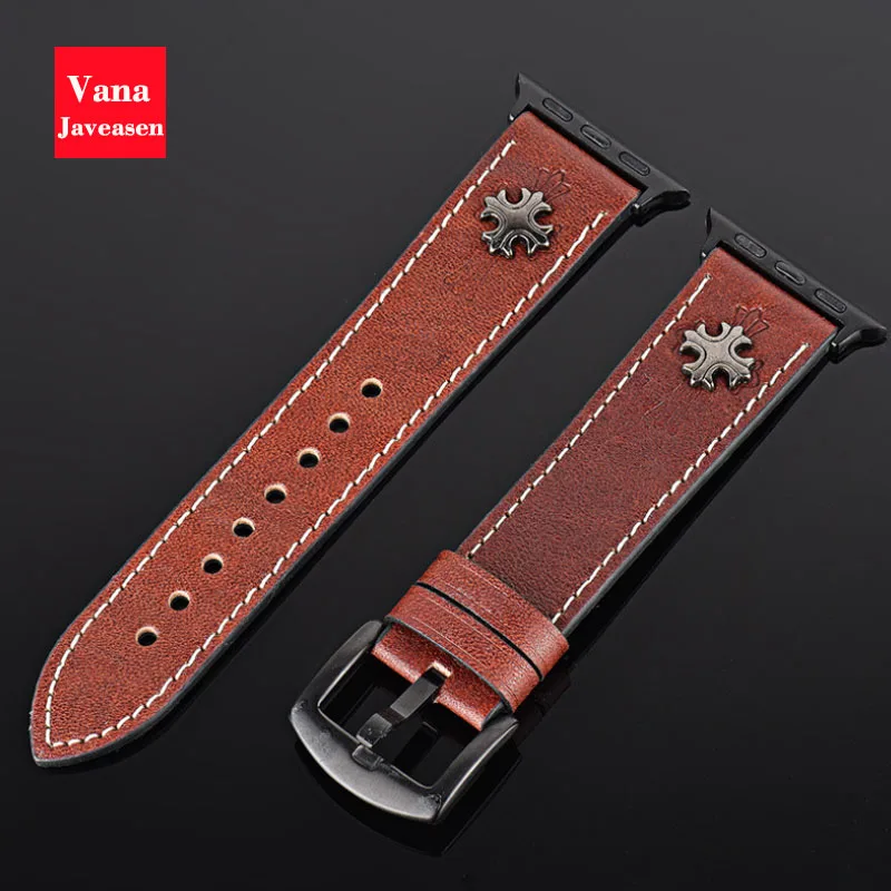 Vana Javeasen ретро кожаный ремешок для наручных часов для Apple Watch Series 4/3/2/1 Часы с крестом ремни для наручных часов iwatch 38 мм/40 мм/42 мм/44 мм Reloj
