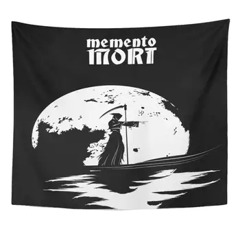 

Dead Black Bone Memento Mori Death in The of Moon Indicating Path White Crazy Direction Home Decor Tapestry Wall Hanging