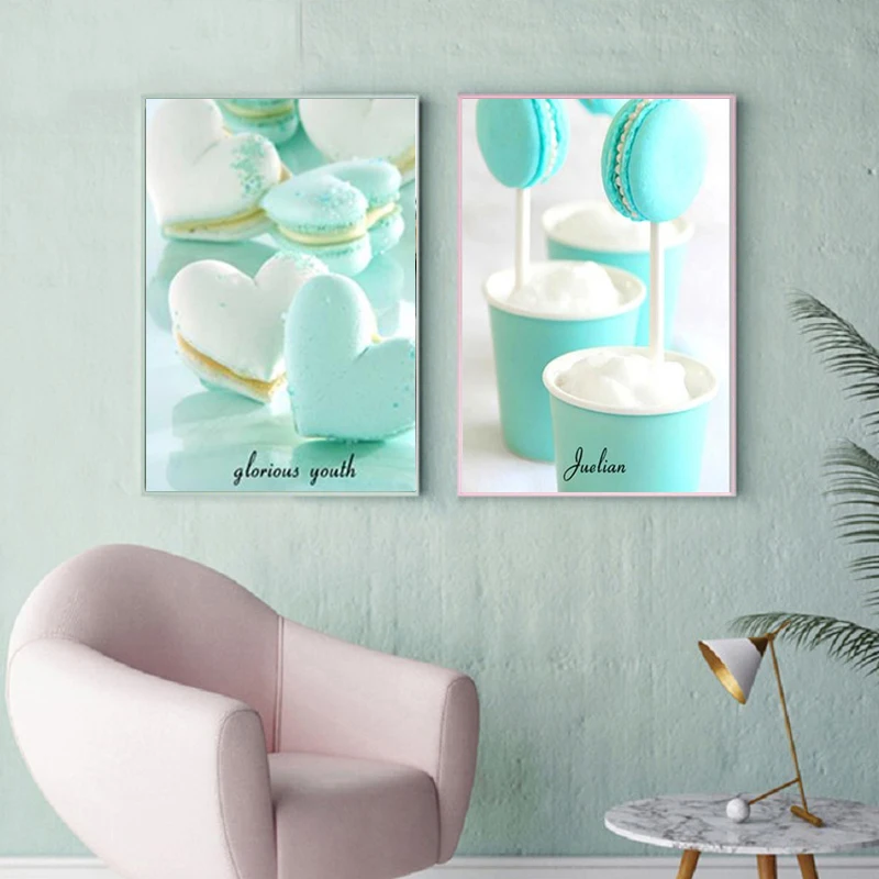 Nordic-kitchen-decoration-canvas-art-dessert-food-painting-green-mint-macarone-Poster-Wall-Art-Print (3)