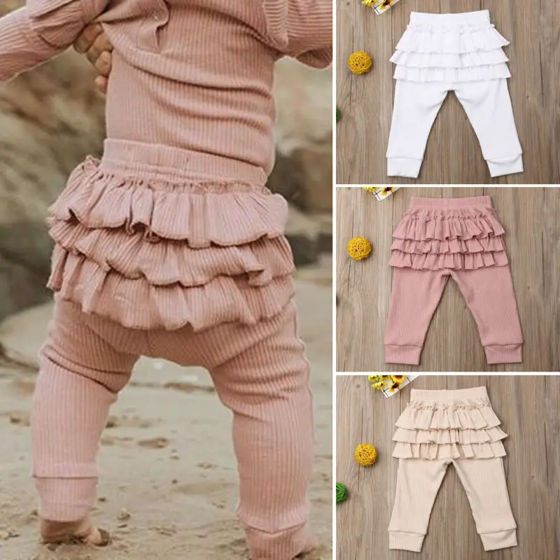 

One Piece Newborn Toddler Kids Baby Girl Ruffle Solid Warm Autumn Winter Long Pants Leggings PP Trouser Bottoms Cute High Waist