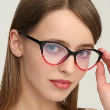 

NEW Fashion Women's Computer Glasses Cat EyeGlasses Frame Female Transparent Round Glasses Anti Radiation Glasses UV400 Protect