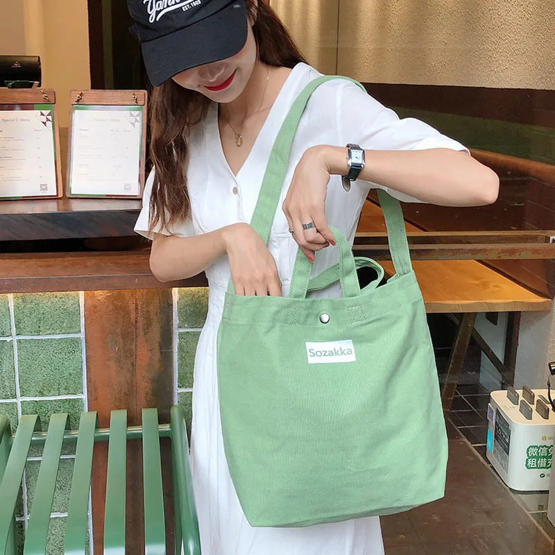 Холщовая Сумка с буквенным принтом из овечьей шерсти, сумка для студентов, большая вместительность, сумки через плечо, одноцветные женские сумки, Эко сумка для покупок