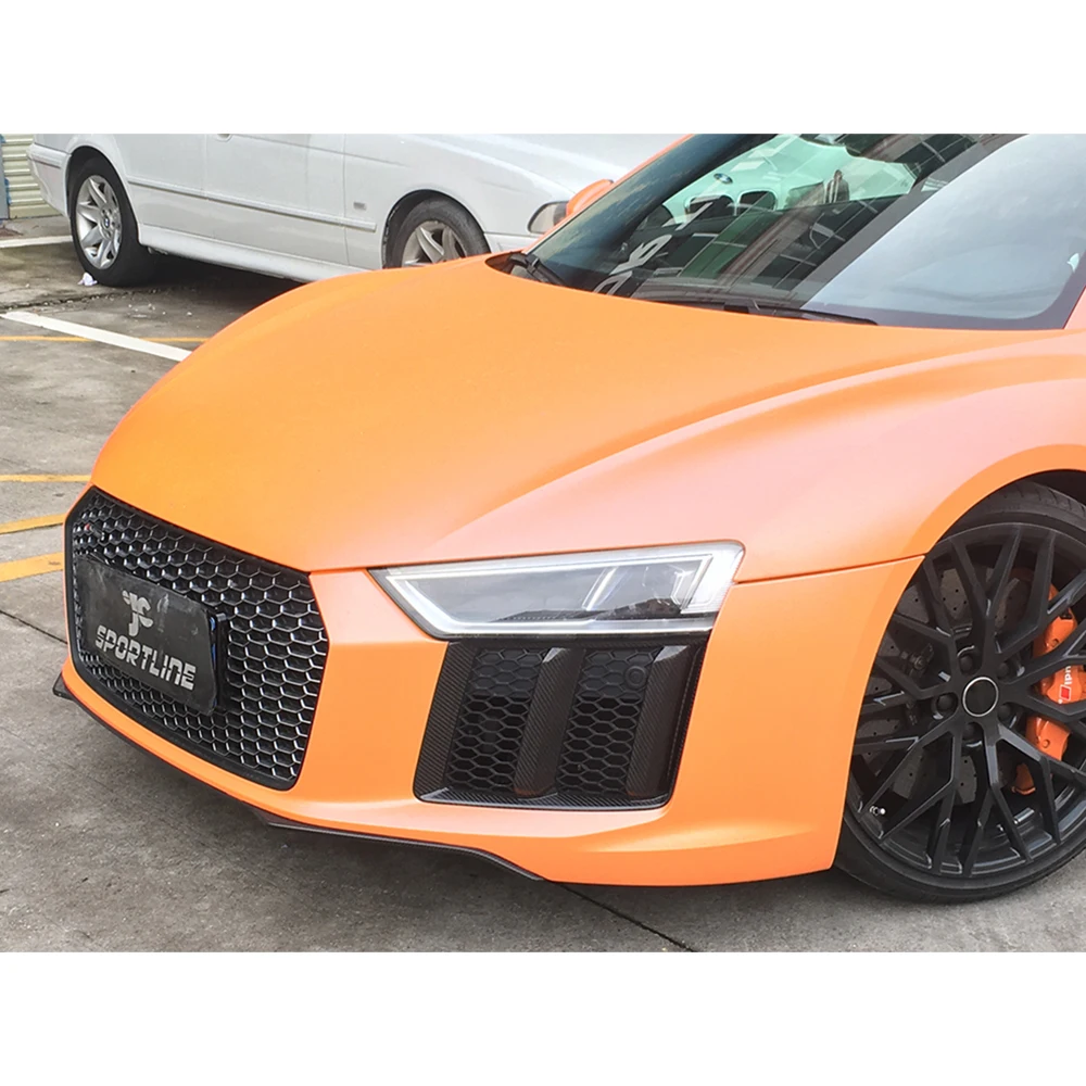 Воздушные крышки вентиляционных отверстий для Audi R8- углеродное волокно передний бампер разветвители Противотуманные фары лампы воздушные крышки вентиляционных отверстий