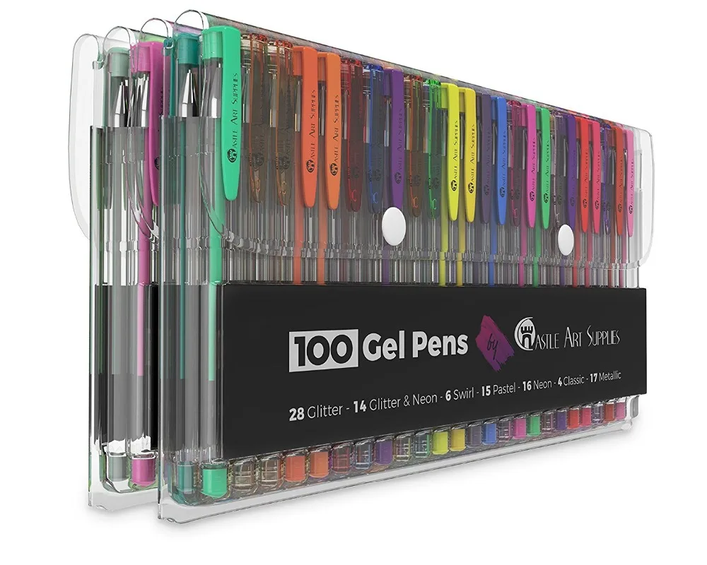 Набор гелевых ручек 100 цветов, блестящая гелевая ручка для взрослых, раскрашивающие книги, дневники, рисование, рисование, художественный маркер
