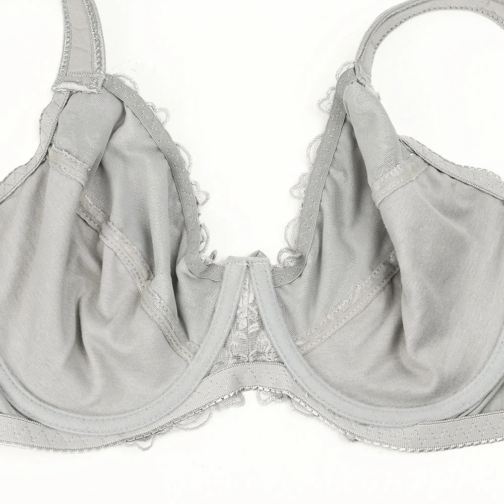 bras Embroidery Bras Underwear Women Plus Size Sexy Thin Bra Lace Bra Black Gray Underwired 36 38 40 42 44 46 48 50 52 54 F G H I Cup best sports bra