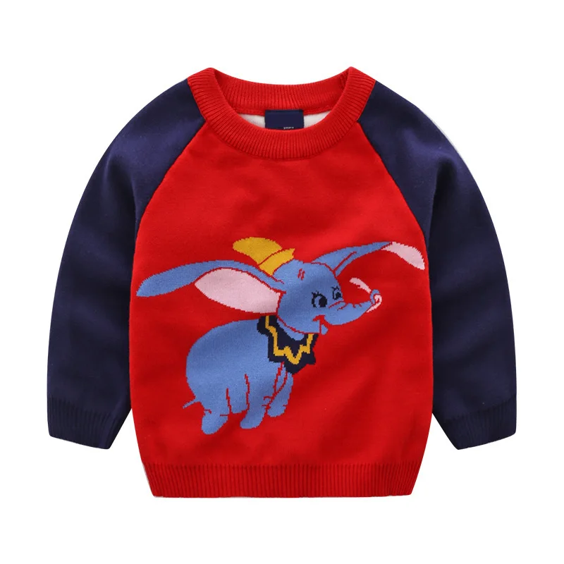 

2019 Autumn And Winter New Style GIRL'S Sweater Korean-style Baby Elephant Double Layer Thick Warm Long Sleeve Boys' Sweater