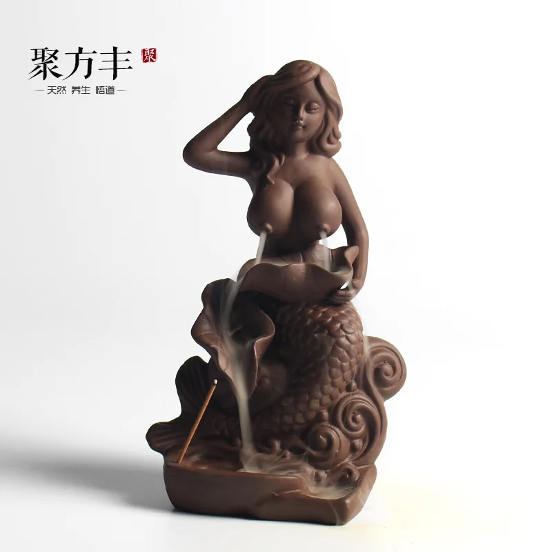 

Quemador De Incienso Smoke Incense Burner Mermaid Handicraft Furnishing Articles Aromatherapy Furnace Tower Aloes Ta Fang Feng