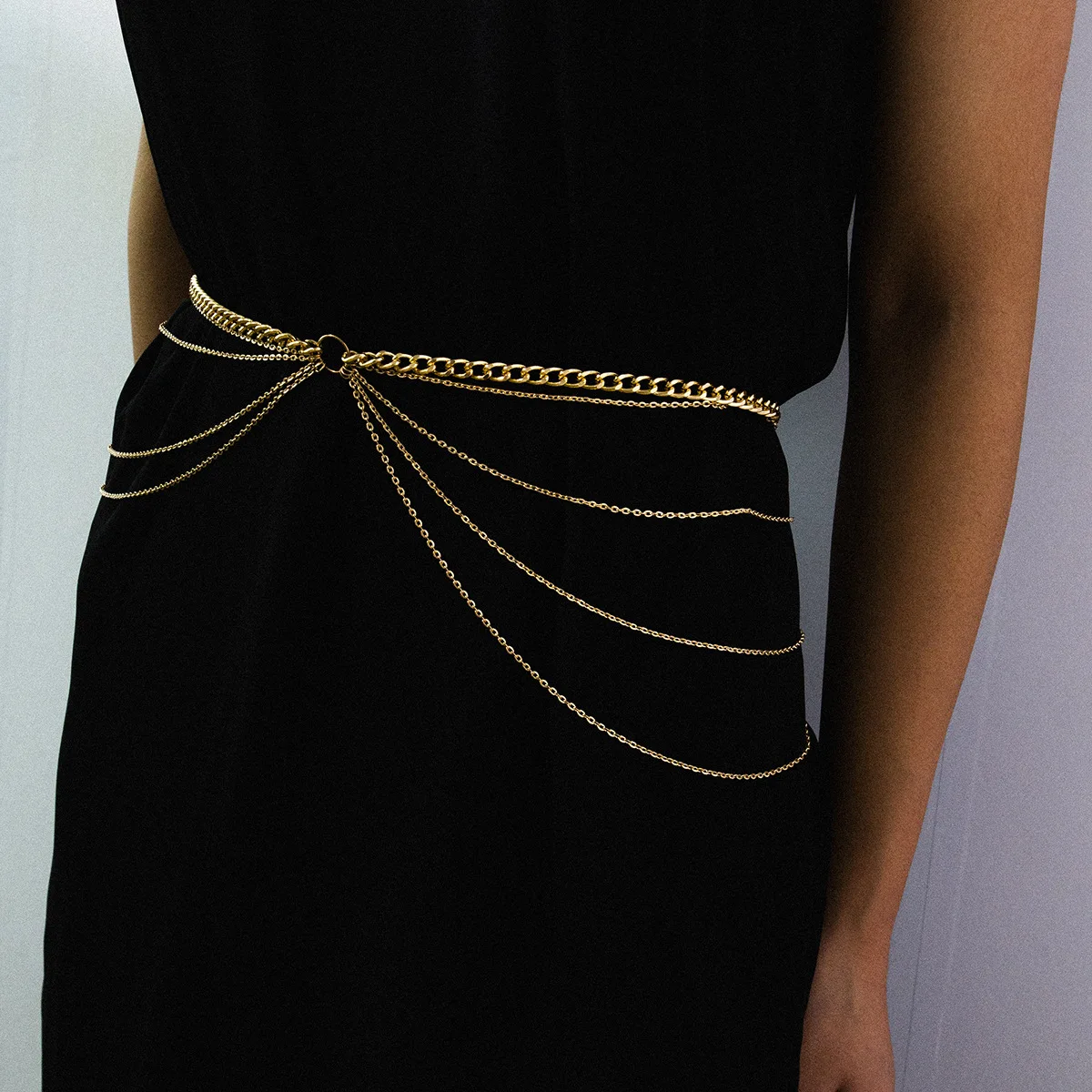 

Europe And America Accessories Cool Simple Fashion Body Pendant Women's Exaggeration Retro Chain Multilayer Geometry Chain Belt