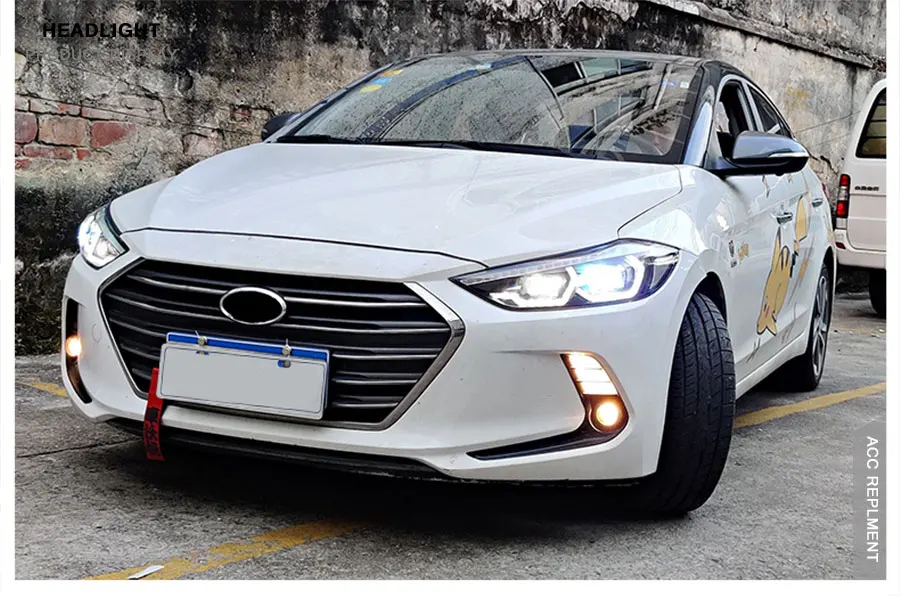 2 шт. светодиодный фары для hyundai Elantra- светодиодный автомобильный фонарь ангельские глазки полный светодиодный противотуманный фонарь светодиодный дневные ходовые огни