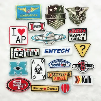 

100pcs/lot Embroidery Patches Iron Morale Letter Skull Angel Stickers Planet Strange Things Clothing Sewing Accessories
