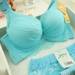 2021NEW Non-Steel Ring Thin Bra Thick 6 Cm Set Bra Push up Underwear Suit