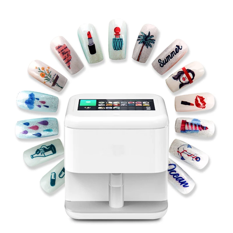 DEG 3D Intelligent Nail Printer Machine Auto Fast Nail Painting Machine Can  Be Connected by Mobile Phone Portable Nail Art Equipment Custom Pattern