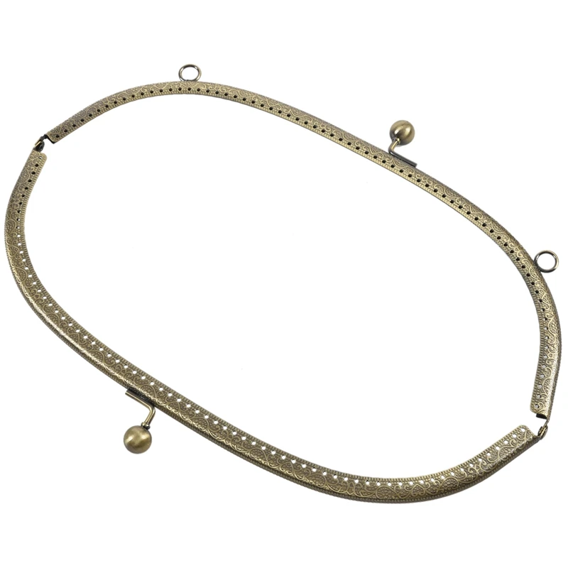 

ABZC-1PC Metal Purse Bag Frame Kiss Clasp Lock Bronze Tone 28.5cm x11.5cm