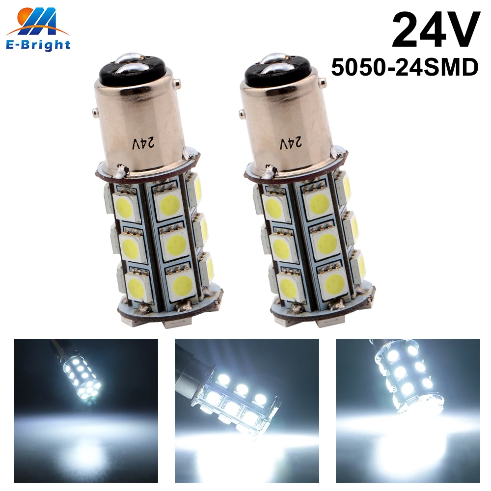 Bombillas Led de 6 piezas para coche, luces de freno de señal de de conducción, 24 SMD, CC 5050, 24V, 1157 BAY15D P21/5W, BA15D, camión, SUV, indicador blanco|24 smd 5050|24