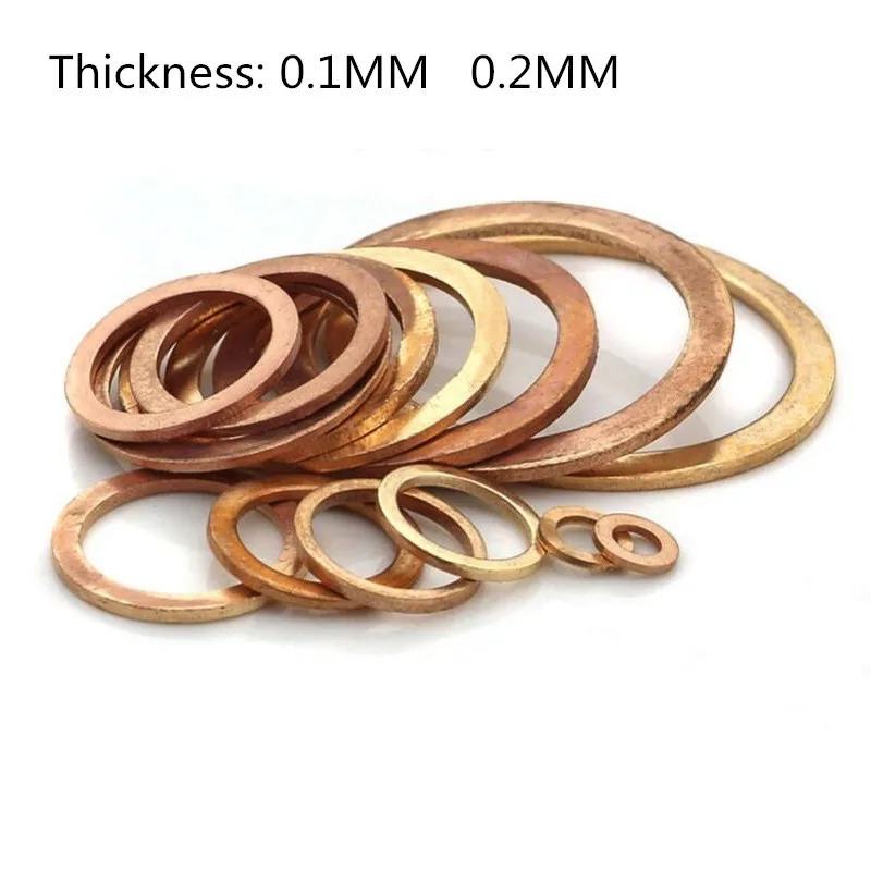 50PCS 17mm OD 9mm ID 1mm Thick Copper Washer Flat Ring Oil Brake Line Seal 