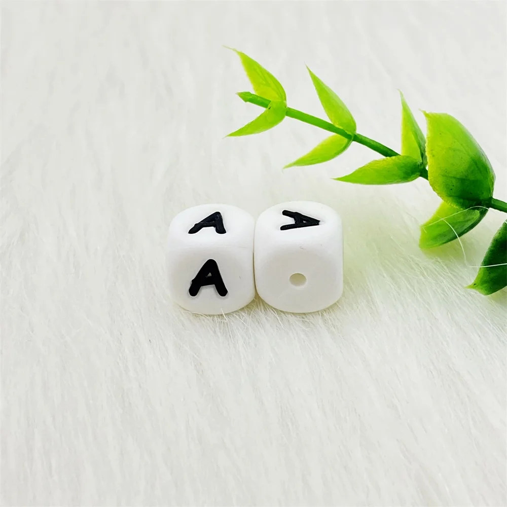 100pcs 12MM Silicone Letters Beads Baby Teething Teethers English Alphabet Letter Beads BPA Free Baby Shower Gifts