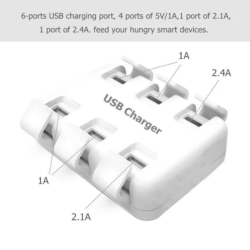 Все смартфоны Pad 5 V/8A 6 USB порт несколько настенное умное зарядное устройство адаптер быстрой зарядки ЕС/США штекер телефон USB зарядное устройство