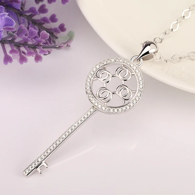 

Korean-style Fashion Ol Crystal Key Pendant Necklace S925 Silver Accessories Wholesale Necklace Export