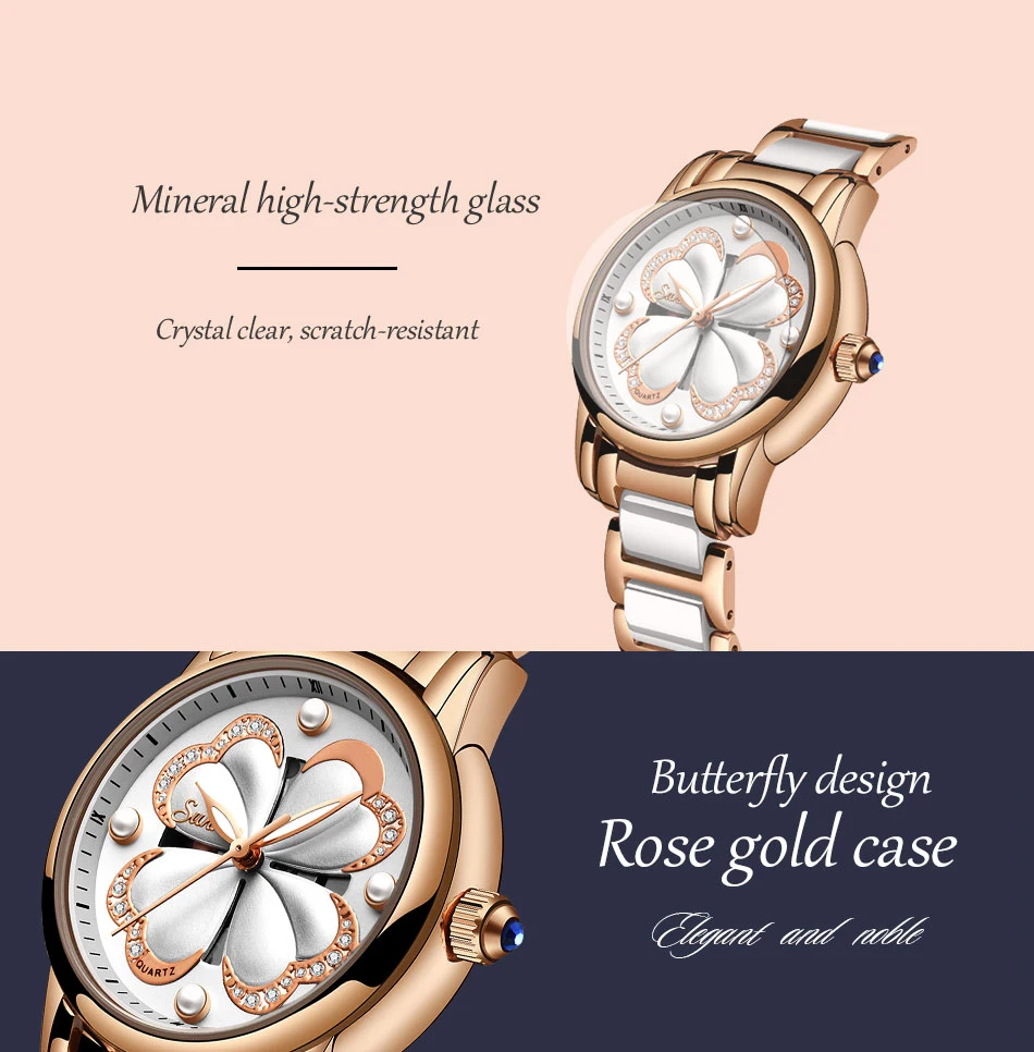 SUNKTA Топ бренд класса люкс водонепроницаемые женские часы; мода и простота керамические кварцевые часы Женское платье часы Relogio Feminino+ коробка