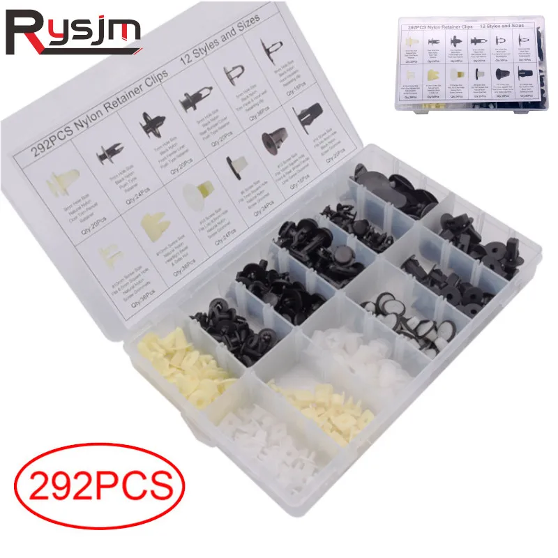 

292PCS 12 Sizes Mixed Car Fender Bumper Plastic Rivet Fixed Clip Car Body Fastener for Volvo for mercedes w124 Car rivet clips