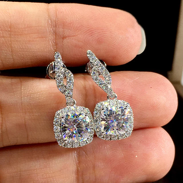 Huitan Chic Bridal Earrings Wedding Engagement Party Accessories with Brilliant Cubic Zirconia Elegant Dangle Earrings for Women 3
