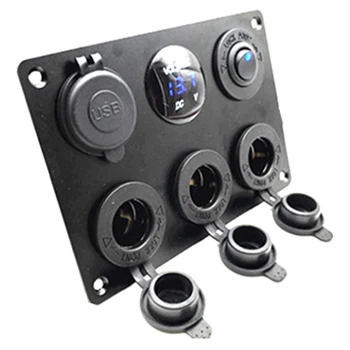 

Toggle Switch Truck Adapter Voltmeter Boat Car Charger Dual USB Socket Panel RV Yacht On Off Power Outlet ABS Accessories