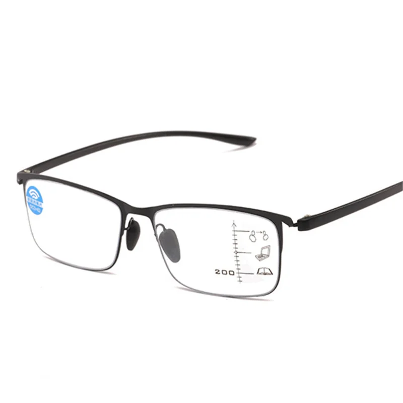 XojoX Anti-Blu-ray Progressive Reading Glasses Metal Frame Presbyopic Eyewear Multifocal Eyeglasses Diopter+1.0 1.5 2.0 2.5 3.0