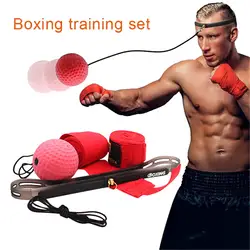 Смонтированный на голову боксерский рефлекторный мяч, тренировочный уровень скорости, мяч для бокса, набор, тренировочный, 3 мяча + 1 повязка