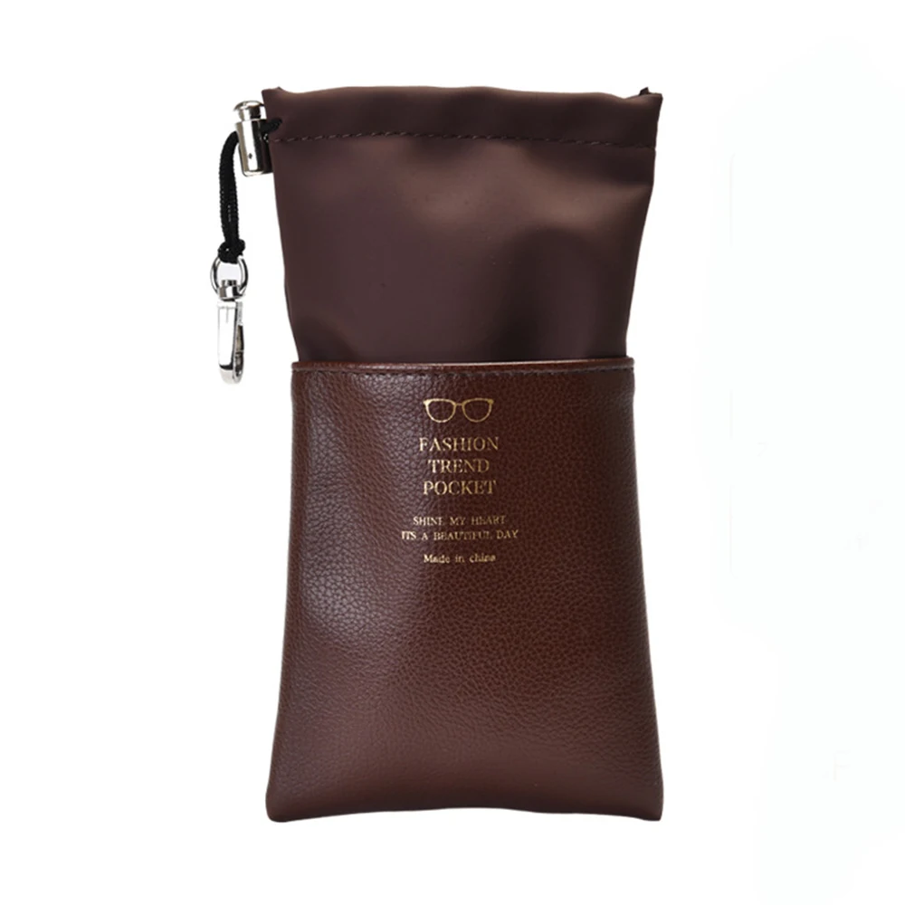 dark brown Мягкий кожаный чехол для очков, сумка для защиты солнцезащитных очков, женская сумка, водонепроницаемый мужской Чехол для очков, контейнер, аксессуары - Цвет: dark brown