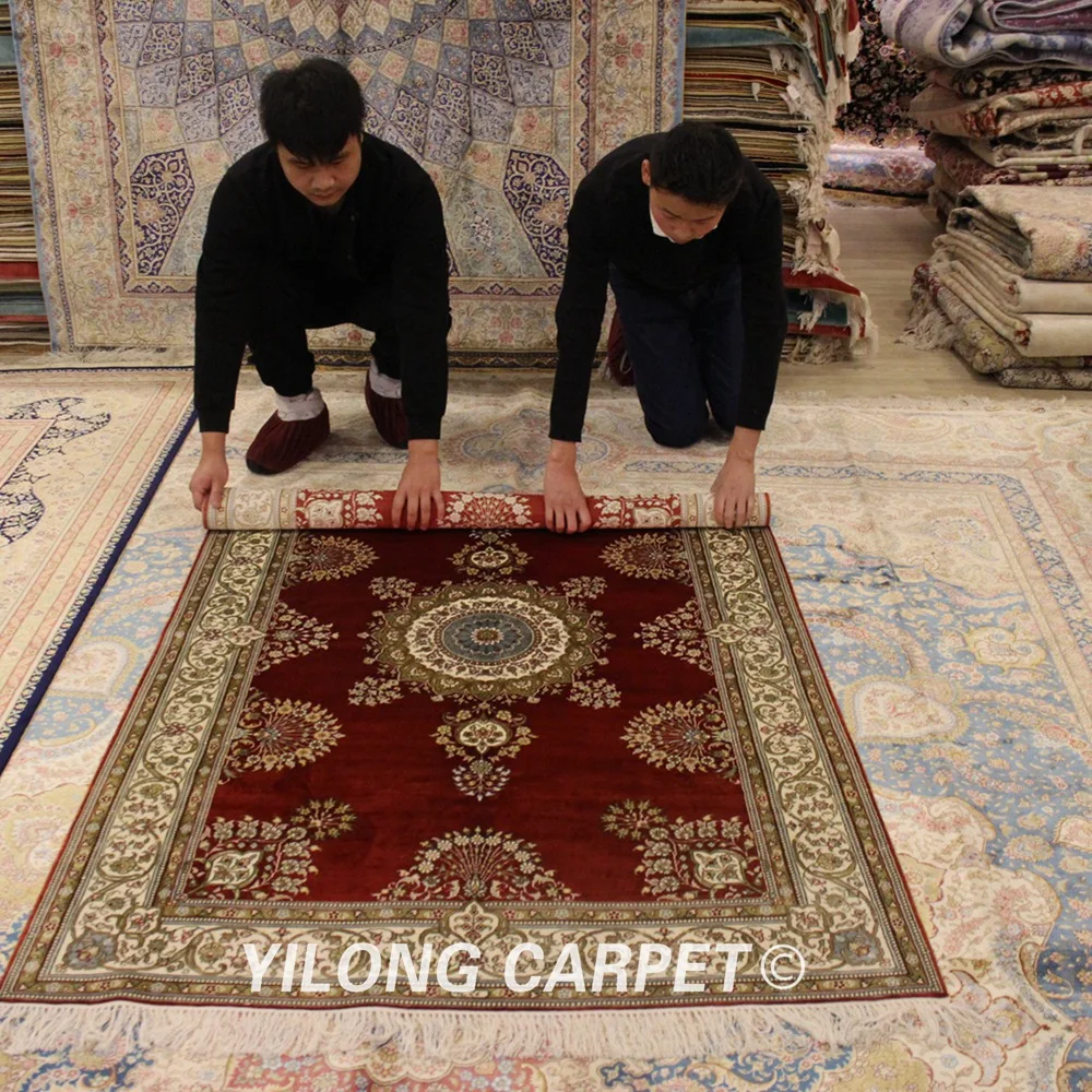 Yilong 4'x6' Oriental Роскошный шелковый ковер традиционные турецкие украшения дома шелковый ковер (LH874B4x6)