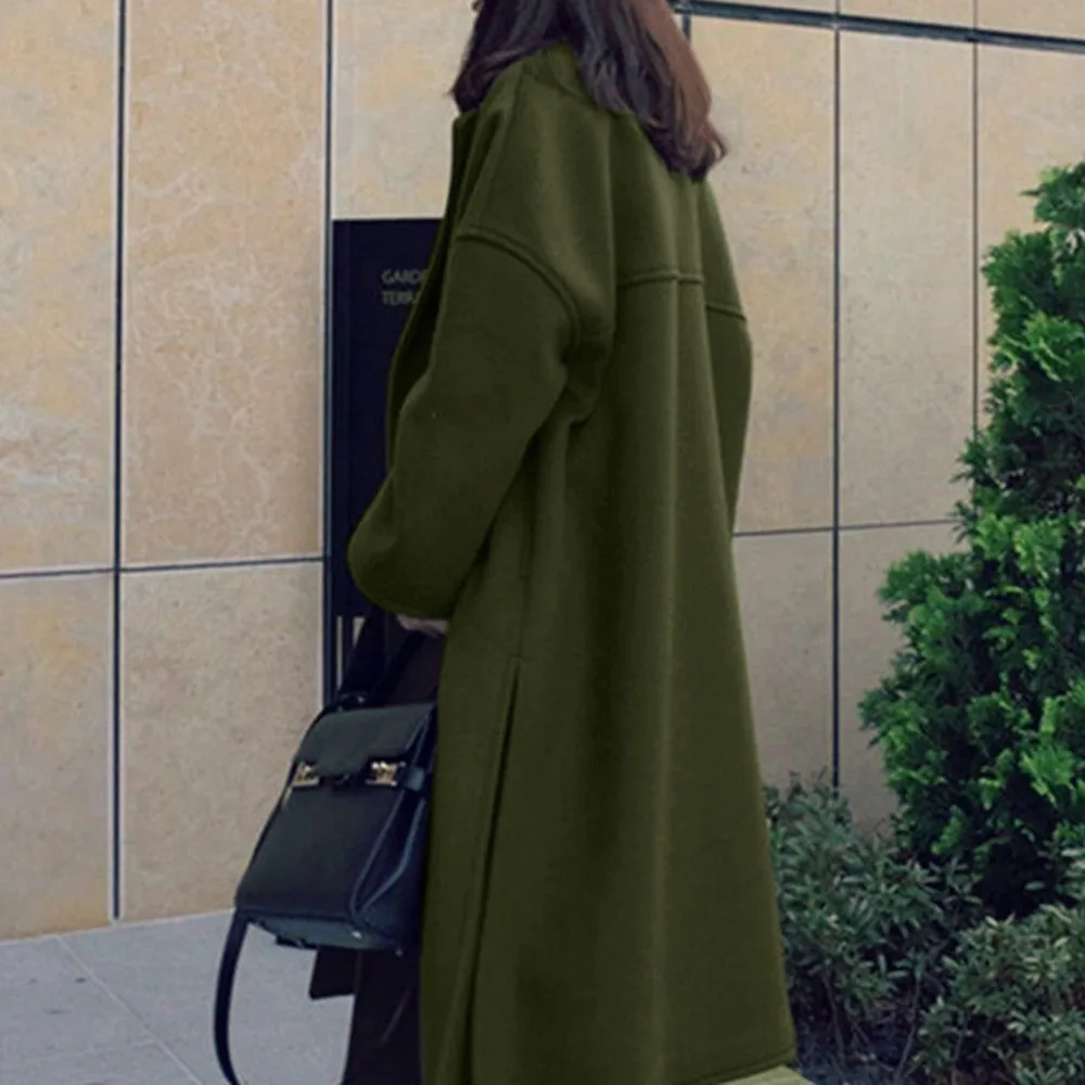 Jaycosin Chic Lapel Wool Thick Elegant Coat Streetwear Windbreaker Long Sleeve Women Trench Fashion Button Zipper Jacket Coat304