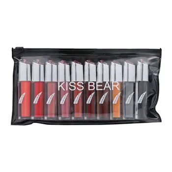 

1 Set Of 10 Colors Burst Heart-shaped Matte Lip Gloss Liquid Lipstick Non-stick Cup Shiny Moisturizing Tattoo Lips Cosmetics.w