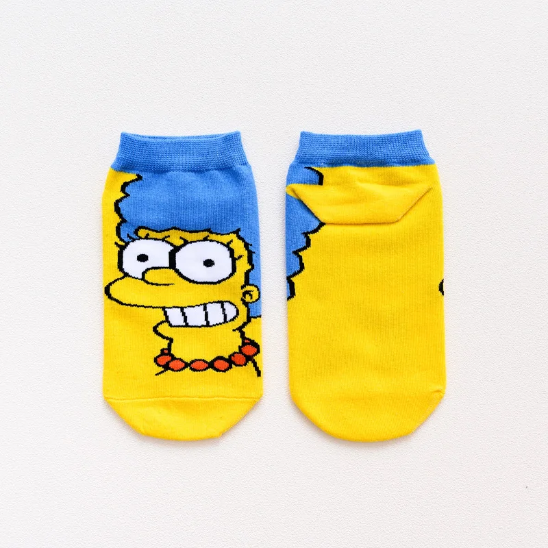 1 пара, летние женские/Детские милые носки хлопковые с забавным принтом Симпсоны, новые Семейные носки-башмачки