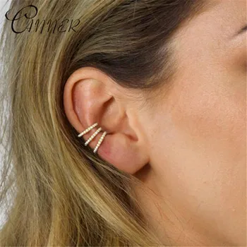 

CANNER Vintage Clip on Earrings Crystal Ear Cuff Non Pierced Earings Fashion Jewelry 925 Sterling Silver Earring Korean Earcuff