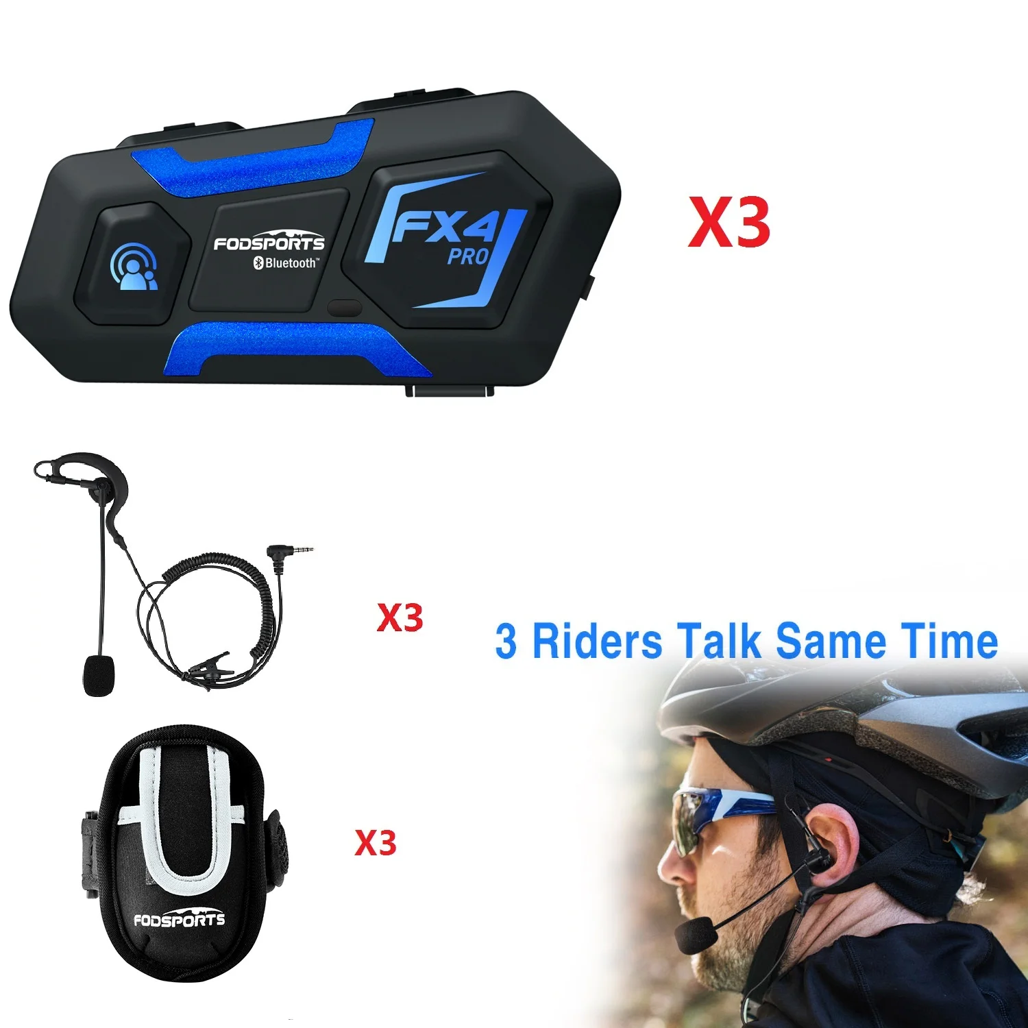 Fodsports FX4 Pro Football Referee Intercom Headset 1200M Wireless BT Interphone Bluetooth 5.0 костюм для футбольного судьи