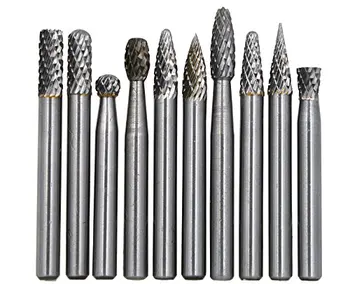

10Pcs,1/4"Cutting Diameter,Solid Tungsten Carbide File Cutter Taper Points Burrs Grinding Head Fit Bits Endmills for Rotary Tool