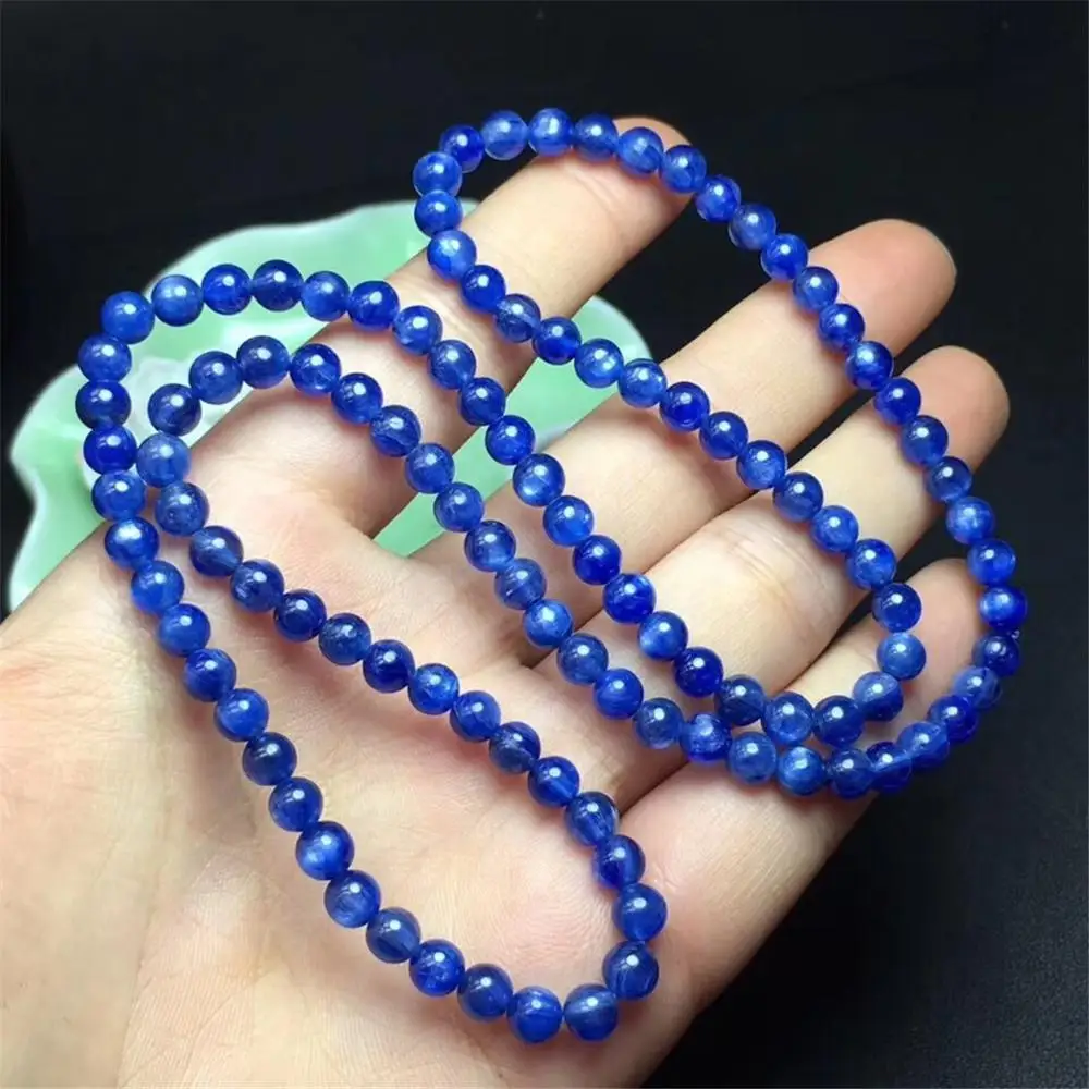 

5mm Natural Kyanite Stone Bracelet Necklace Jewelry For Women Lady Man Beauty Love Gift Blue Crystal Cat Eye Beads Strands AAAAA