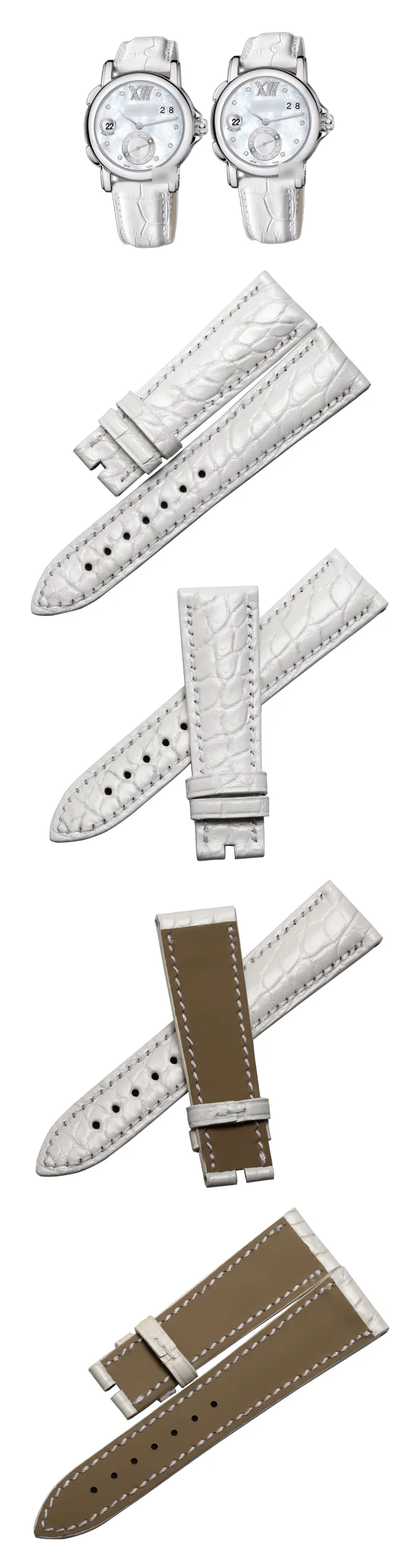 jacaré pele crocodile grain leather strap watch band