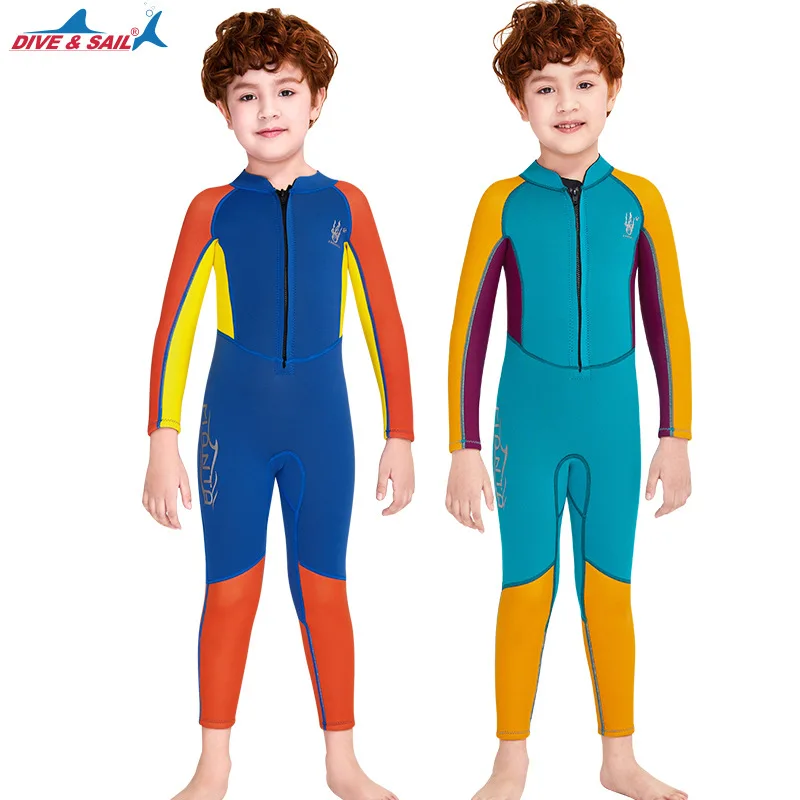 2.5mm Neoprene Boys Wetsuit One-piece Full Length Diving Suit for Kids Front Zip Wet Scuba Kayak Snorkelling Swimming S-2XL | Спорт и