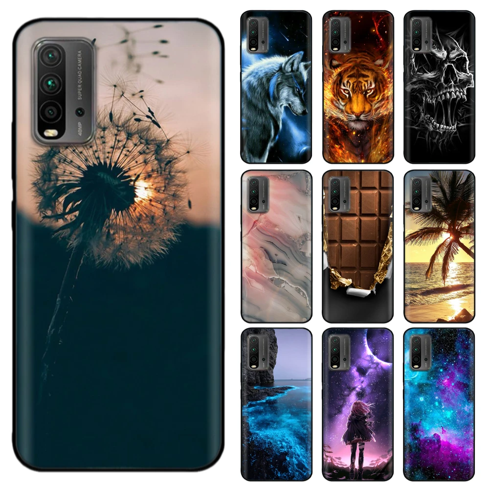 For Xiaomi Redmi 9T Case redmi9T Soft TPU Phone Back Cover For Xiaomi Redmi 9T 9 t Case Silicon Bumper Coque 6.53" flower cat