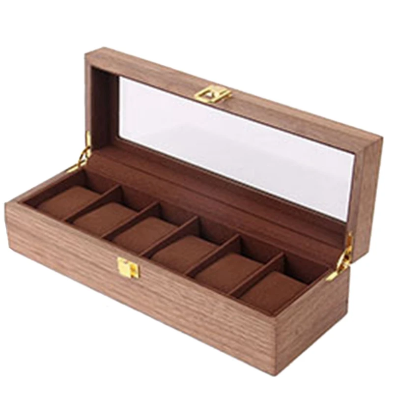 Beste Retro Houten Horloge Display Case Duurzaam Verpakking Houder Sieraden Collection Opslag Horloge Organizer Box Kist
