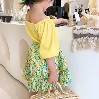 

Sweet Little Baby Girls Floral Skirt 2020 New Summer Girls Ruffles Skirt Kids Clothes Baby Girl Children Aline Knee-length Skirt