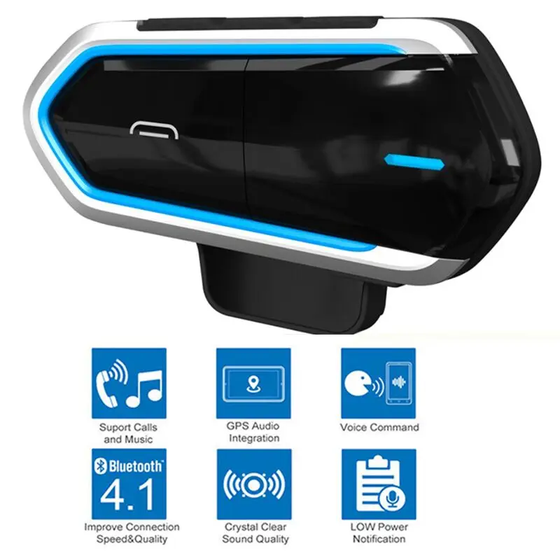 

1 X Serie Sterzo Moto Casco Intercom Bluetooth Mani Libere Altoparlante Radio Fm
