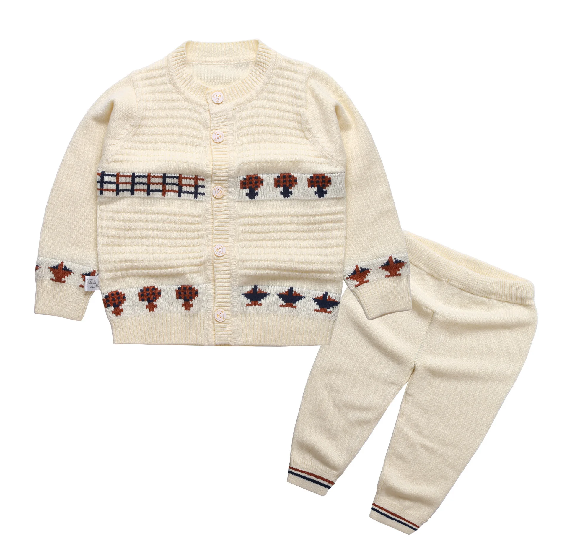 

Spring New Style Cotton a Knitted Newborns Clothing Cartoon Mushroom Version Jacquard Infant Sweater