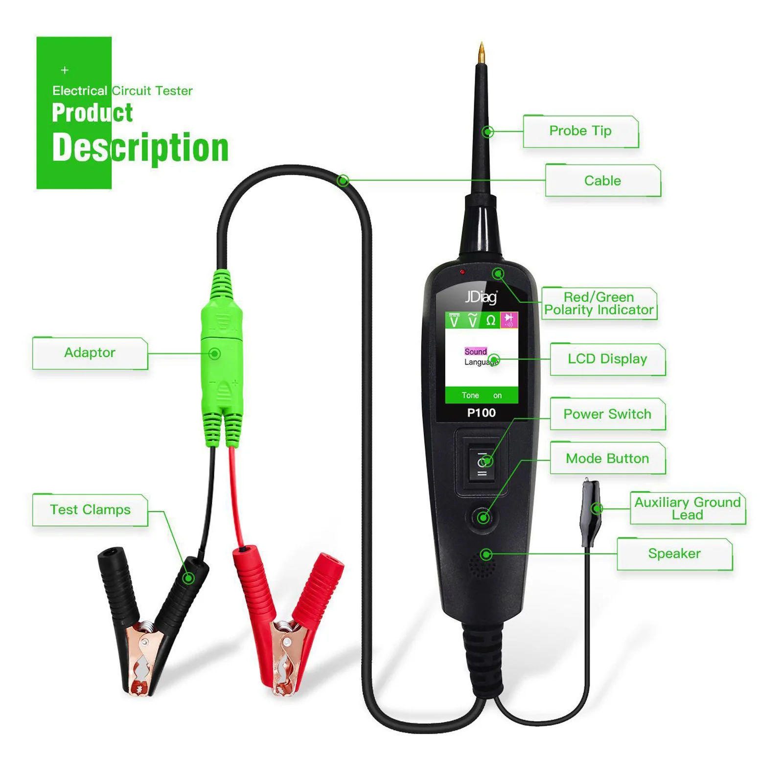 12/24V Car Electric Circuit Tester Power Probe Circuit Tester Voltage Detector Device Diagnostic Tool For Truck Trailer Auto 12/24V Car Electric Circuit Tester Power Probe Circuit Tester Voltage Detector Device Diagnostic Tool For Truck Trailer Auto