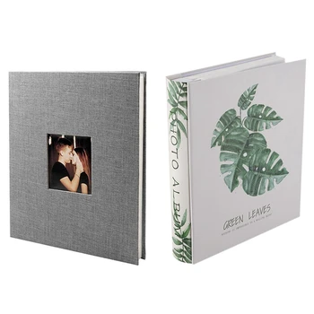 

2 Pcs Cover Picture Album Film Diy Handmade Scrapbook Memory Photo Book-Gray & Green White