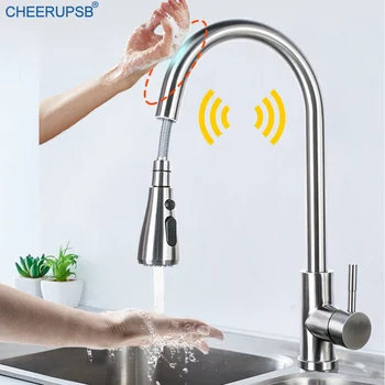 

Touch Control Faucets Kitchen Sink Intelligent Induction Tap Deck Mount Pull Out Sensor Faucet Automatic Smart Induction Taps