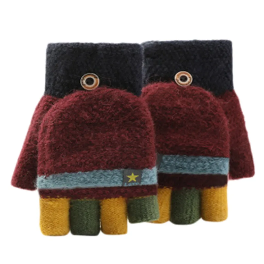 Высококачественные детские перчатки, Стильные теплые детские вязаные перчатки, зимние антифриз, теплые перчатки на полпальца# y3
