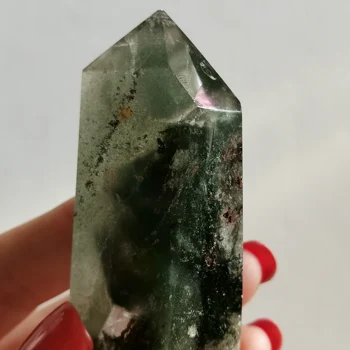 

97g Natural Clear and Green Phantom Quartz Crystal Point Healing Hexagonal Wand Treatment Stone #XT232